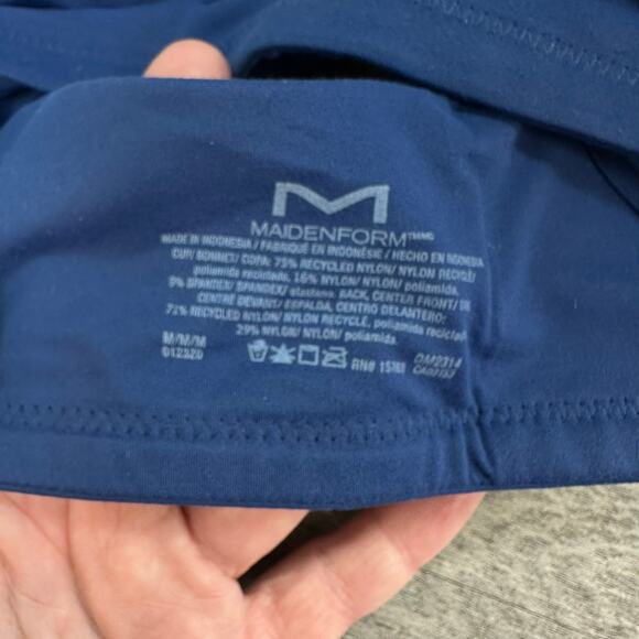 NWT Maidenform Soft Support Wireless Bra Blue Lace Overlay Med - Picture 4 of 6